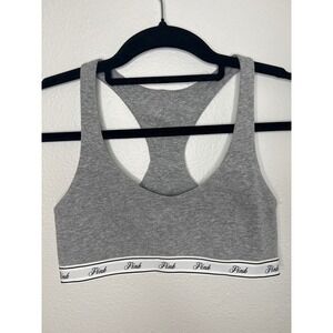 Pink Victoria's Secret Racerback Sports Bra Unlined Gray Size Small